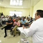 El director general de la ONDA, licenciado José Ruben Gonell Cosme se dirige a los presentes en el conversatorio sobre dererecho de autor en Verón, Punta Cana